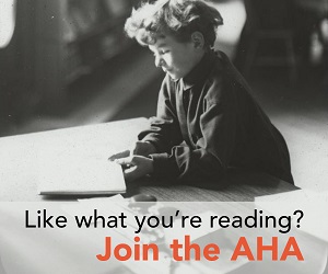 Child reading, with the text, "Like what you're reading? Join the AHA."
